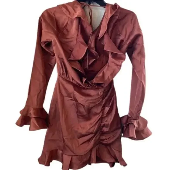 MAJORELLE Nelly Mini Dress in Terracotta Brown NWT Size Small